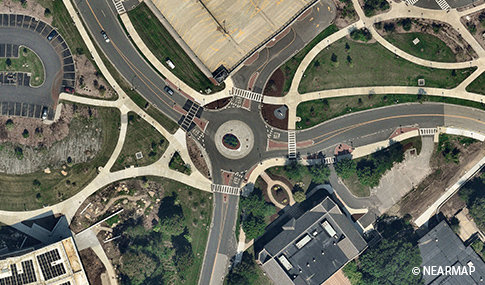 Aerial view of roundabout