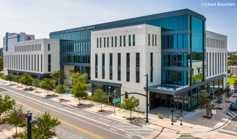 Exterior of new Dr. Phillips Academic Commons building.