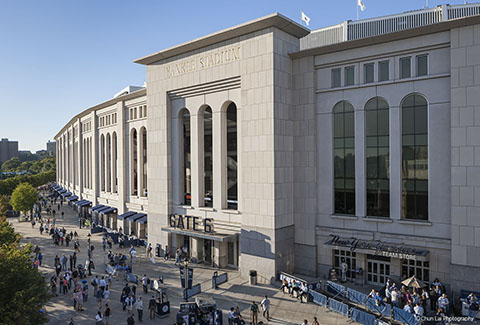 Visitors await entrance to Yankee Stadium.