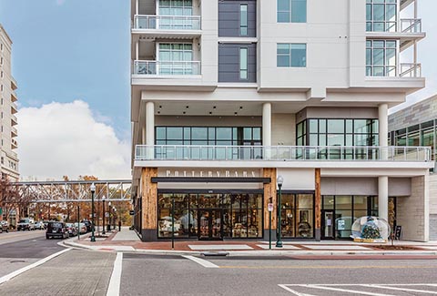 Pedestrian accommodations at the Town Center of Virginia Beach.