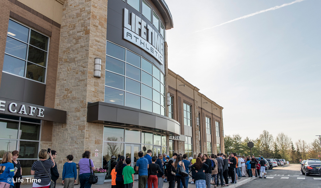 Guests line up for the Life Time Fitness Framingham grand opening.