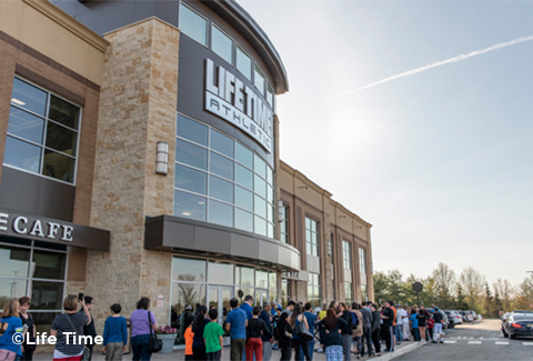 Guests line up for the Life Time Fitness Framingham grand opening.