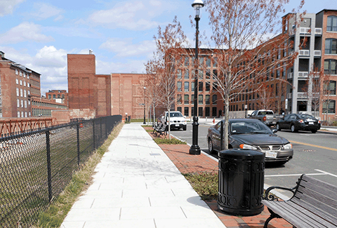 Streetscape in downtown Lowell, Massachusetts