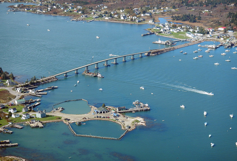 Bird’s-eye view of completed bridge