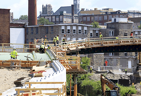 The Route 79 and I-195 interchange in Fall River, MA under construction.