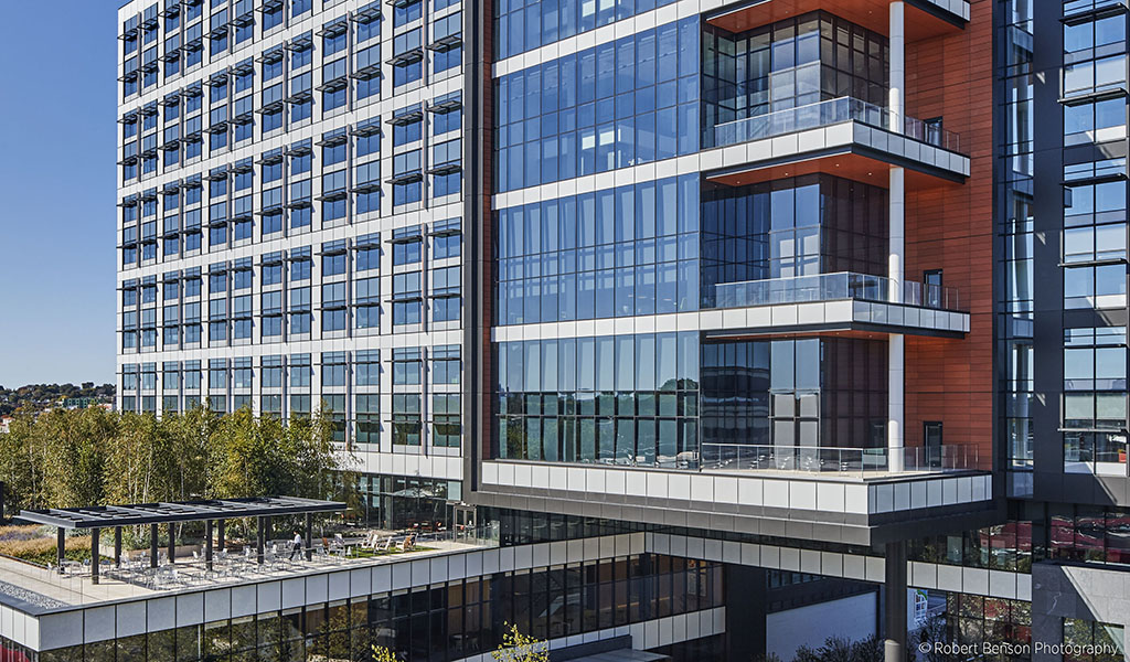 View overlooking the Partners HealthCare campus in Somerville, Massachusetts.