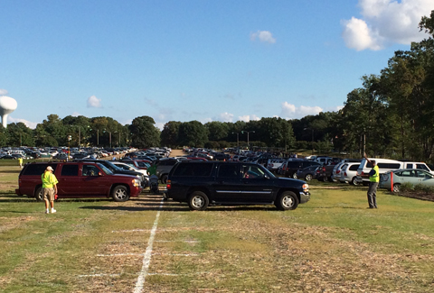 Completed overflow parking lot that helps the environment by mitigating stormwater runoff.