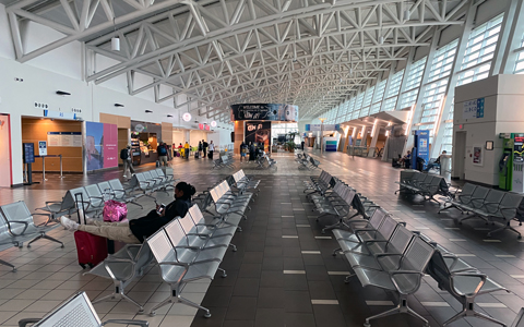 The passenger waiting area at an airport