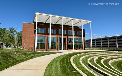 The front entrance of the new School of Data Science at UVA. 