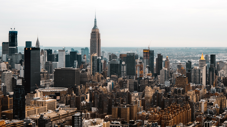 New York City skyline featuring Empire State Building.