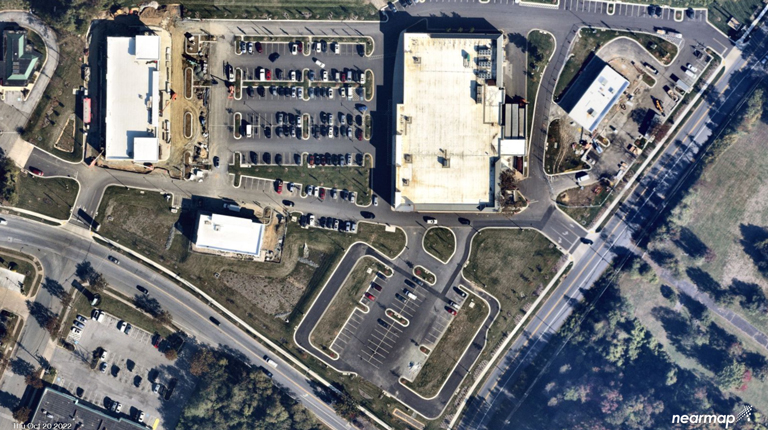 An after aerial view of the site in Fall 2022. 