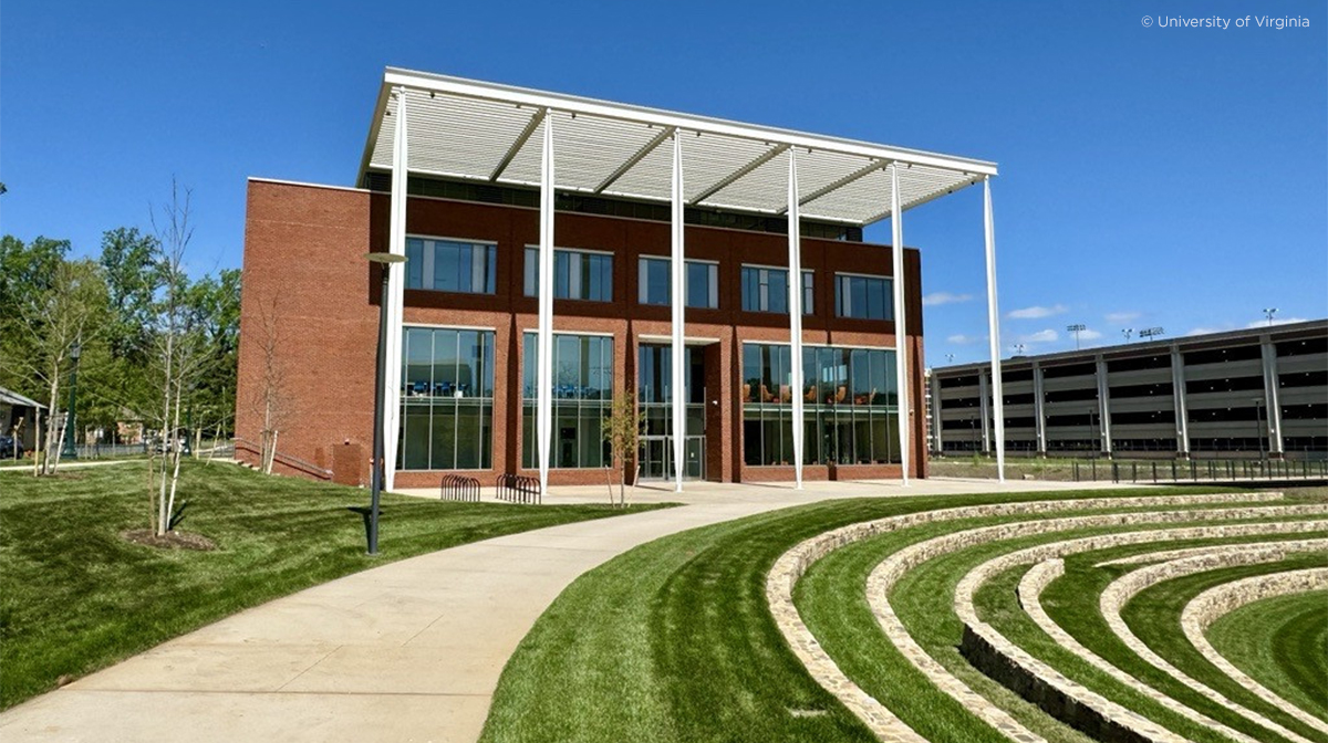 The front entrance of the new School of Data Science at UVA. 