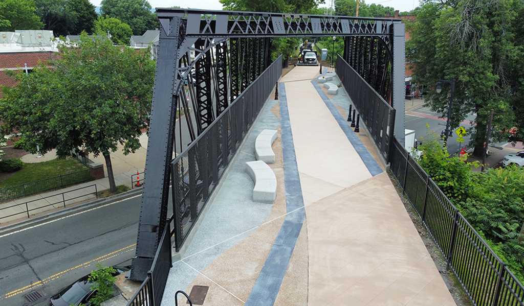 The historic Elm Street Bridge structure now features an attractive concrete design.