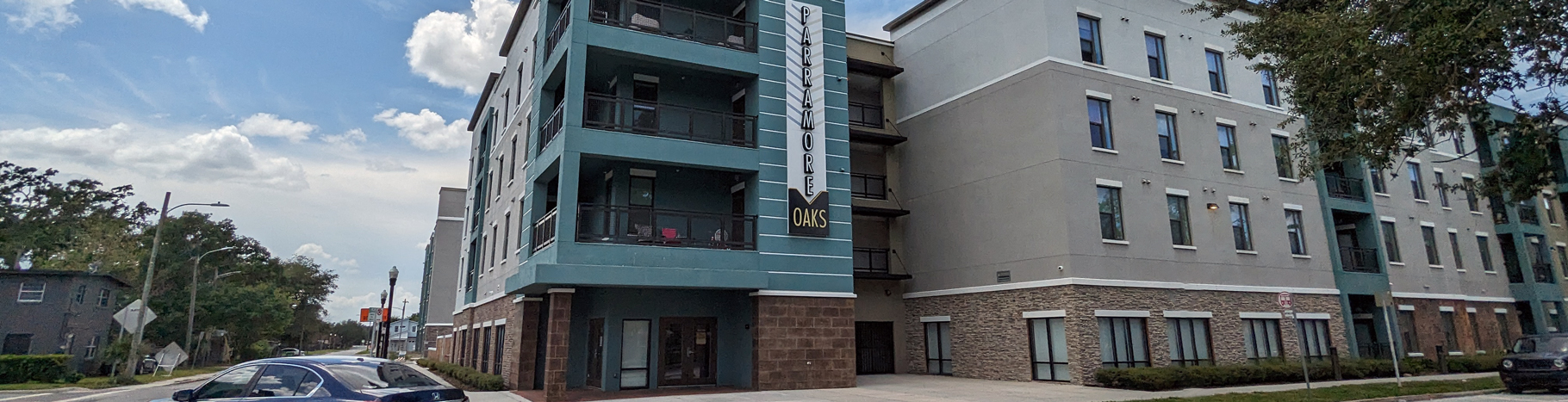 Exterior view of Parramore Oaks, an affordable housing development in  Orlando, Florida.