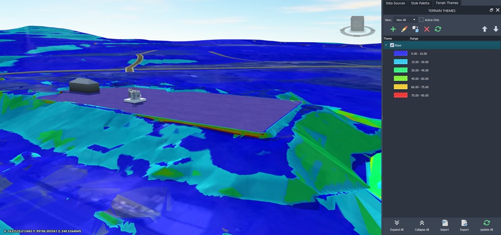 A color rendering of what an electric substation looks like using model-based design software showing layers and depth